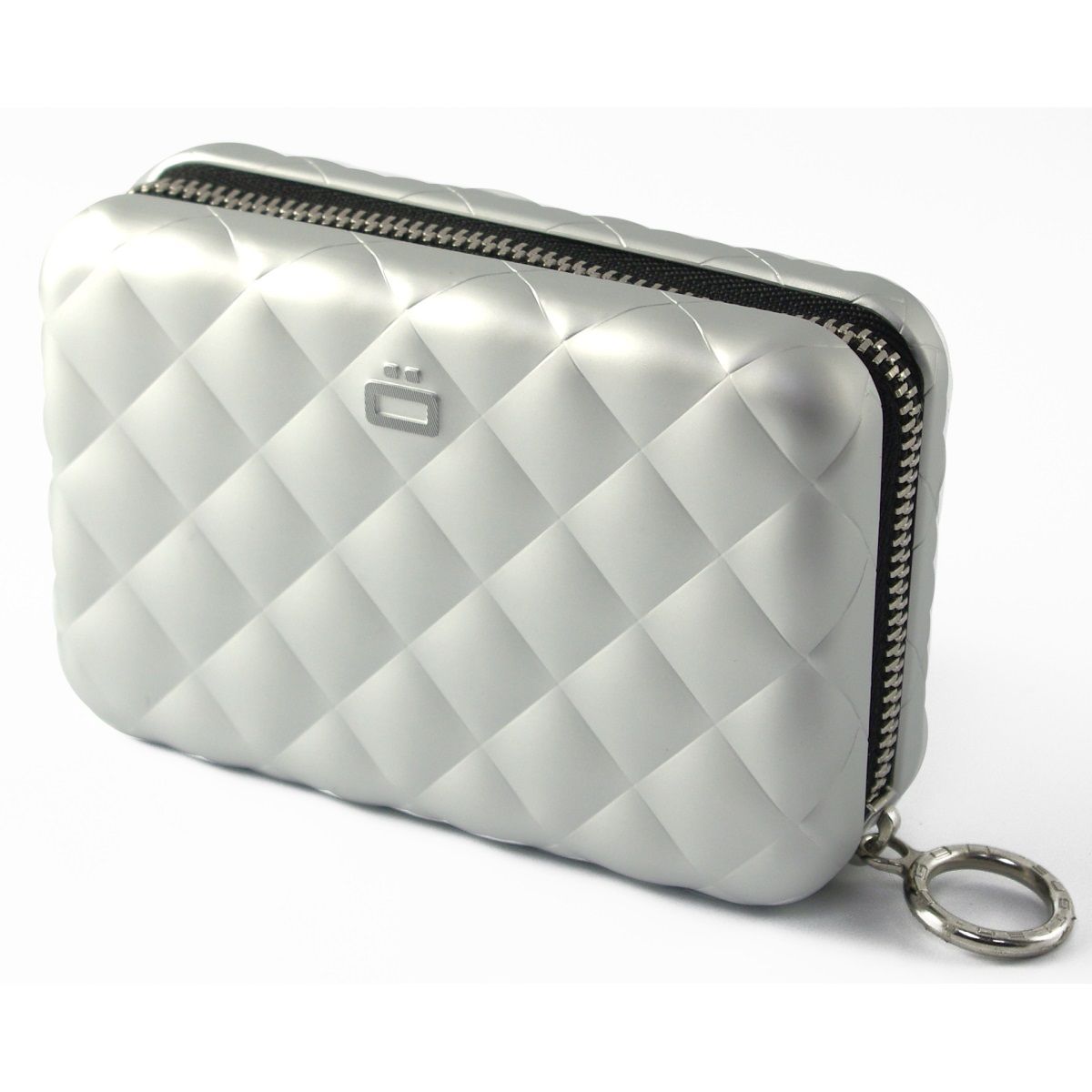 OGON Aluminum Wallet Quilted Zipper - Silver